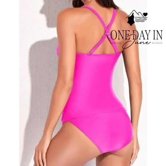 Yonique Twist Front Tankini Swimsuit Size XL - Picture 2 of 7